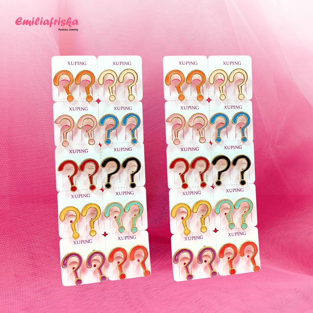 CUTE QUESTION MARK EARRINGS, KOREAN FASHION ACCESSORIES สําหรับผู้หญิง - 568