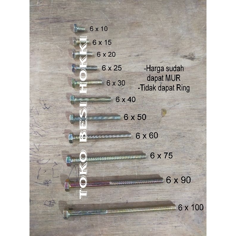 (1 ชิ้น) 10 Key Bolts & Nuts / M6 Yellow Bolts Key 10 (10 มม.-50 มม.)