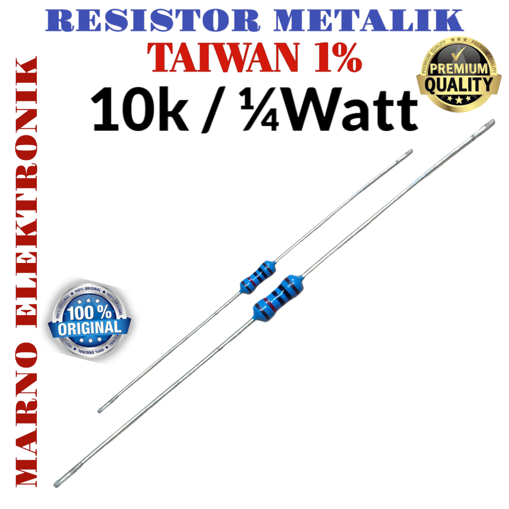 RESISTOR 1/4 0.4 WATT METALLIC METAL TAIWAN 1% 10x 10K 12K 15K 18K 20K 22K 27K 33K 39K 47K 56K 68K 8