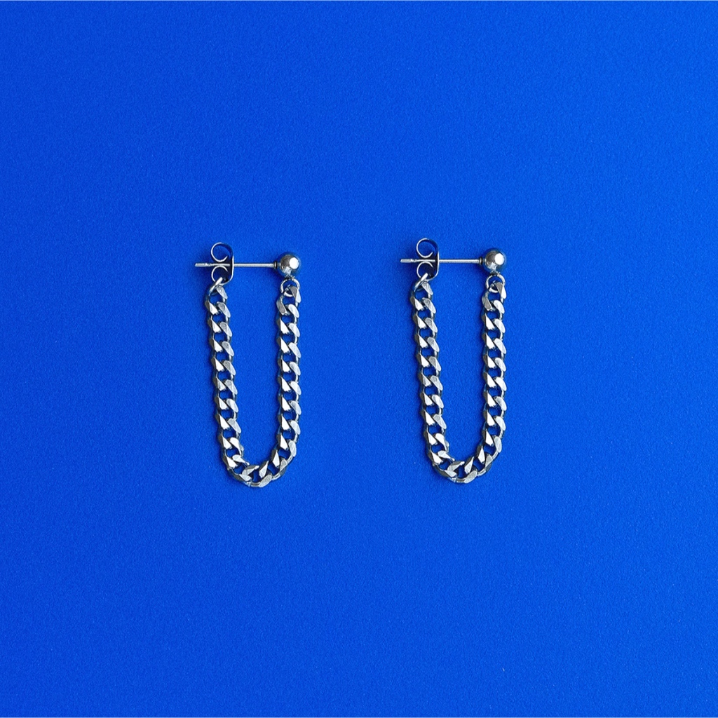 Arnaé Archive ต่างหูสตั๊ดโซ่คิวบา Unisex ต่างหูป้องกันสนิม