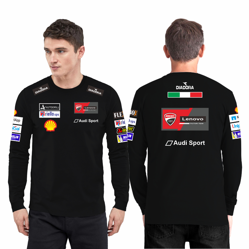 เสื้อยืด MotoGP สีดําแขนยาว Ducati เสื้อยืดรถแข่ง Ducati lenovo MotoGP