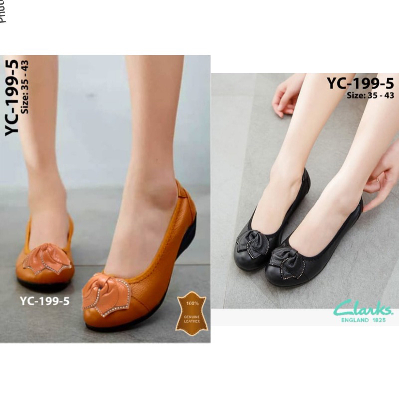 Clarks YC-199-5 Leaf Flat Shoes / Clarks Flat / Clark / Flat Leather Shoes / clarks Leather