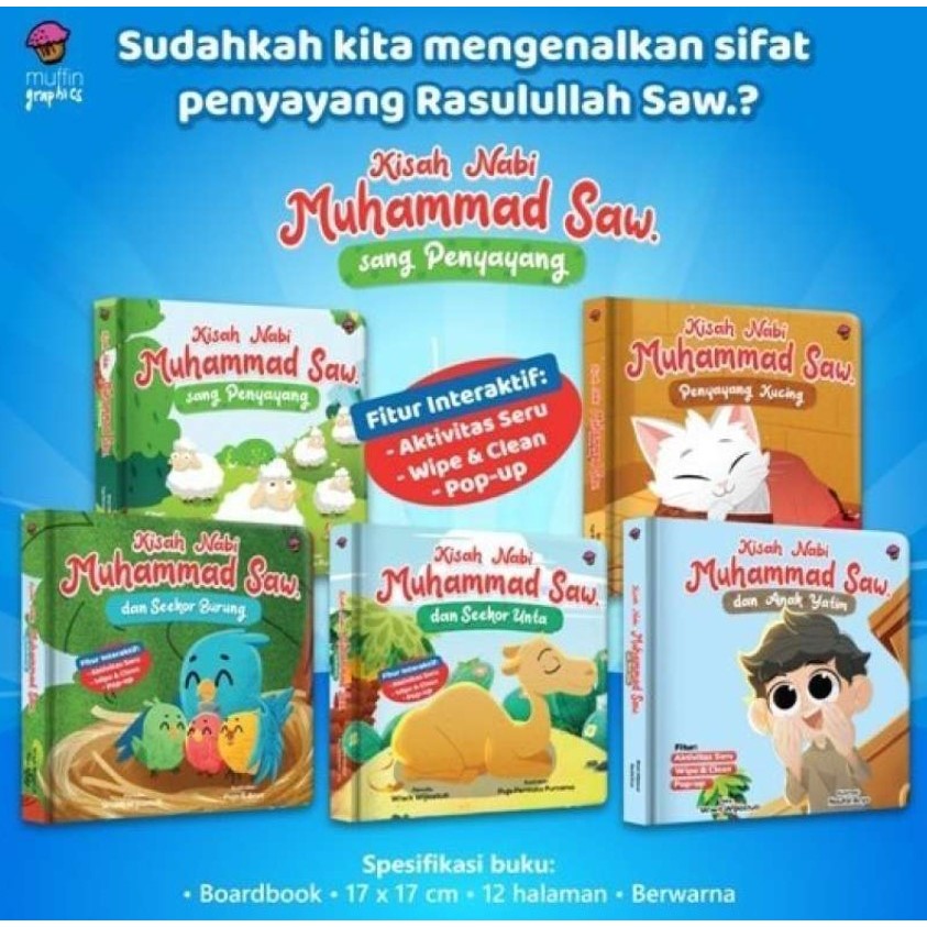 NABI หนังสือกระดานอิสลามรักเรื่องราวของ Prophring Muhammad of the Prophet Muhammad SAW Wipe Clean Po