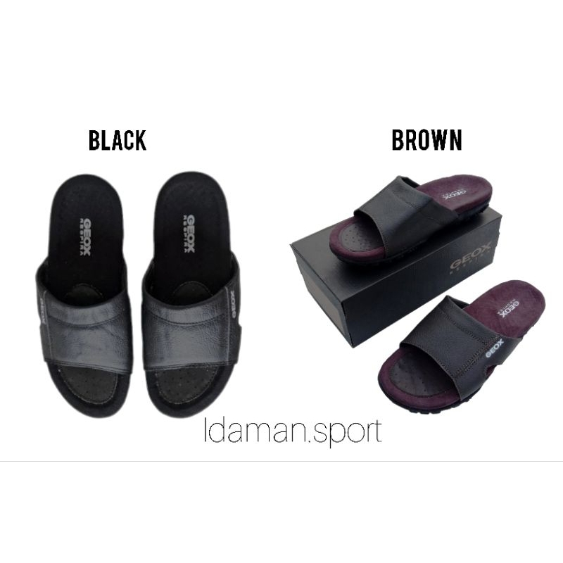 Geox Mens Leather Slip-On Sandals / Mens Leather Sandals - Handsome Mens Slip-On Geox / รองเท้าแตะสไ