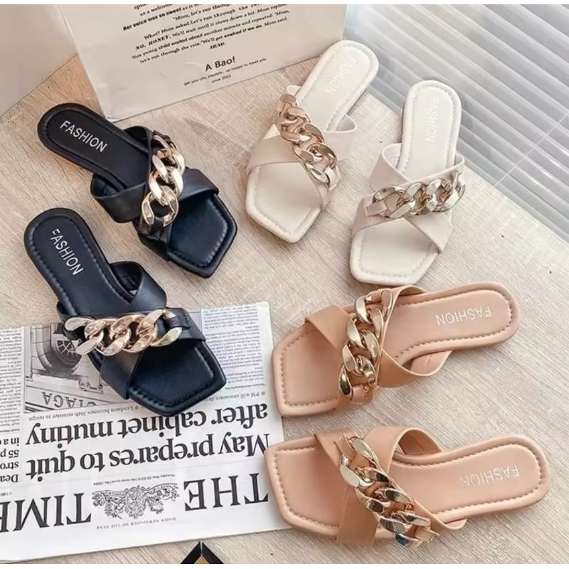 แฟชั่นผู้หญิง Chain Kokop รองเท้าแตะผู้หญิง E02