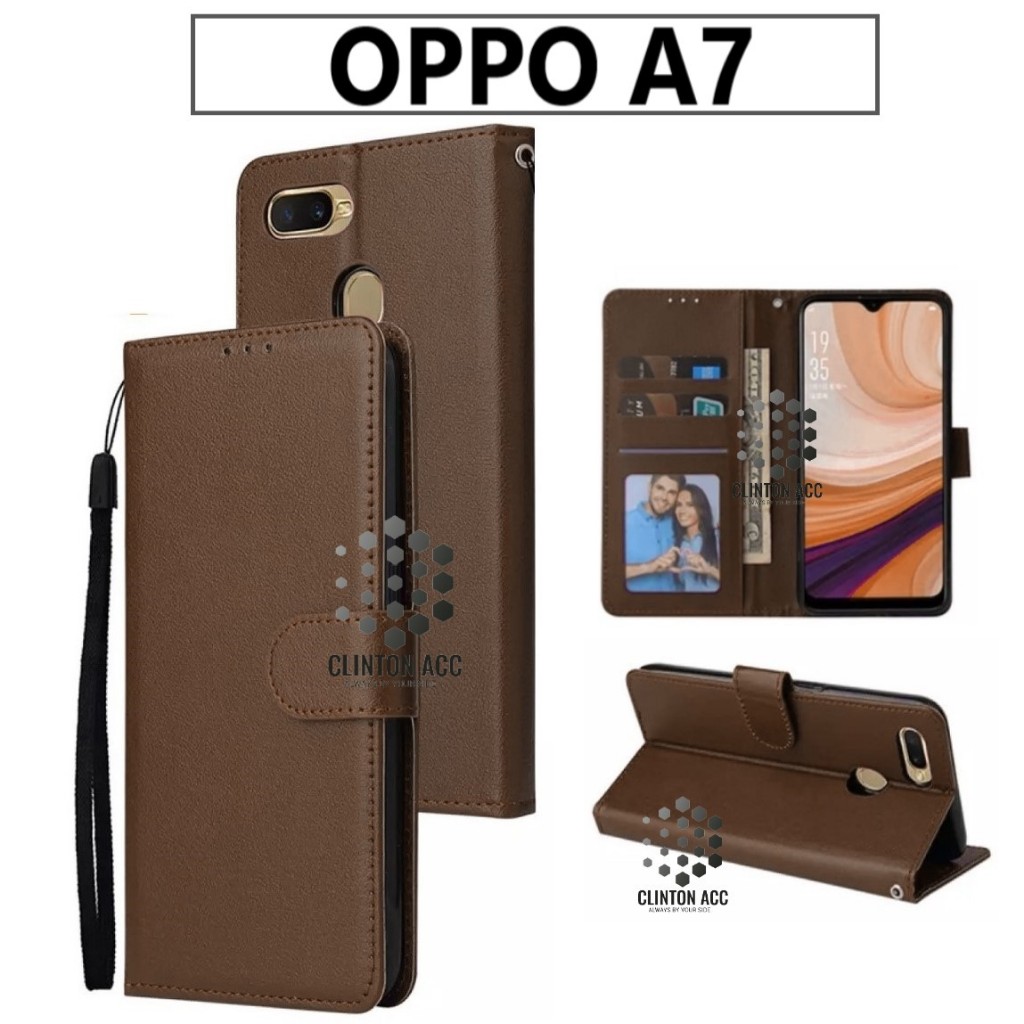 HP OPPO A7 FLIP WALLET LEATHER CASE PREMIUM SOFTCASE FLIP COVER OPEN-CLOSE FLIP CASE OPPO A7