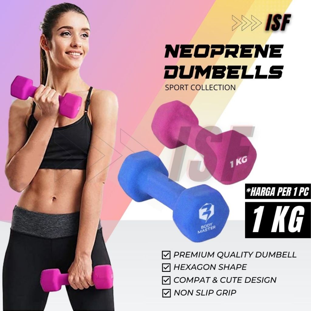 ISF Dumbbell Neoprene Dumbell Barbell Non Slip Mini Dumbbell Gym 1KG 1 KG Dumbbell Dumbbell Dambell