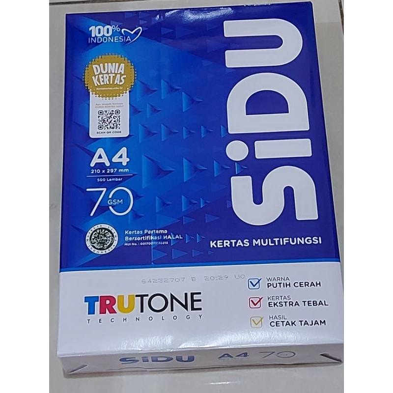 (50 แผ่น) กระดาษ Sidu HVS 70 Gr A4, 80 gr A4, 70 gr F4