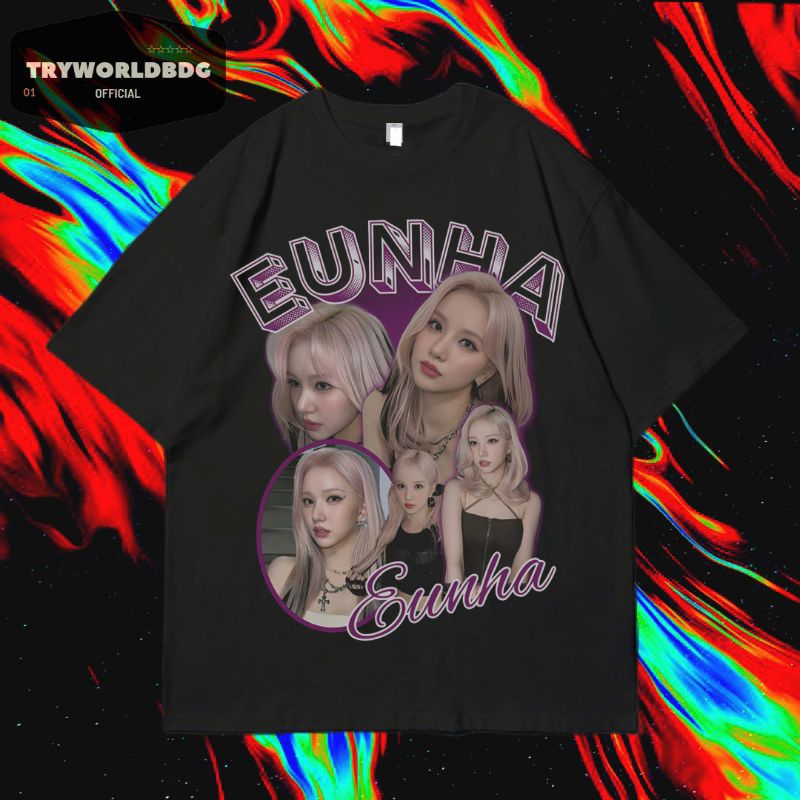 TRYWORLDG OFFICIAL เสื้อยืด OVERSIZE "EUNHA" | เสื้อยืดโอเวอร์ไซส์ | เสื้อยืด BLACK & DARK GREY | เส