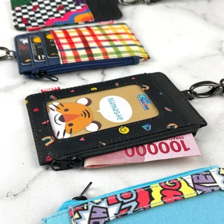 ที่ใส่บัตรประชาชน กระเป๋าสตางค์แบบแขวน ป้ายชื่อ เชือกคล้องบัตร ซิป motif