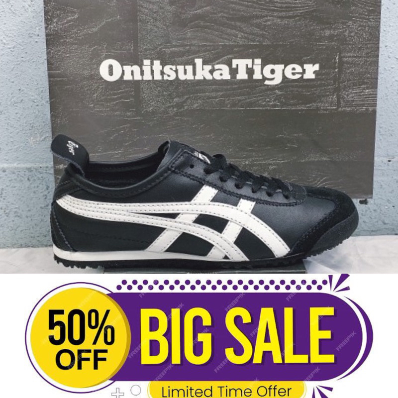 Onitsuka Tiger Mexico 66 รองเท้าผ้าใบ สีดํา สีขาว