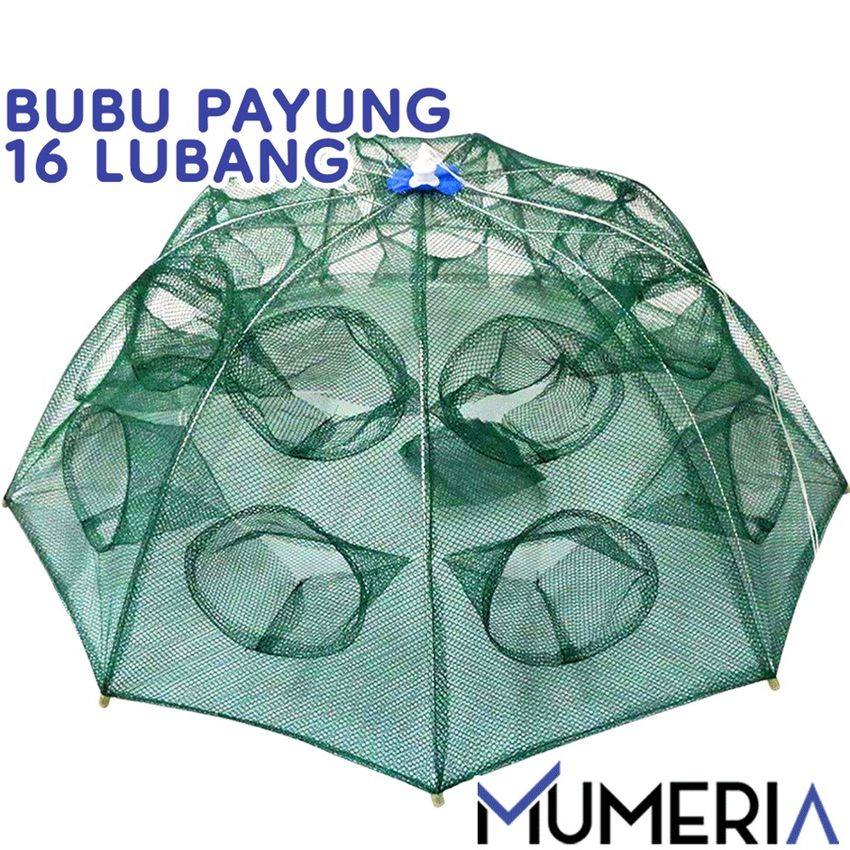 16 หลุมร่มล่อกับดักตกปลาสุทธิเครื่องมือปลากุ้งปูปลาดุกกุ้งก้ามกรามแม่น้ําทะเลทะเลสาบปลาดักมัลติฟังก์