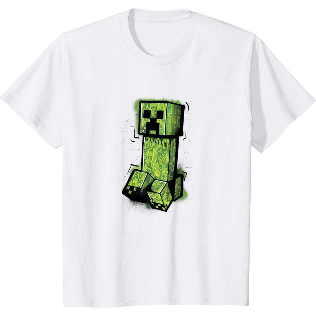 เสื้อยืด พิมพ์ลายกราฟฟิติ Minecraft Creeper สําหรับเด็ก