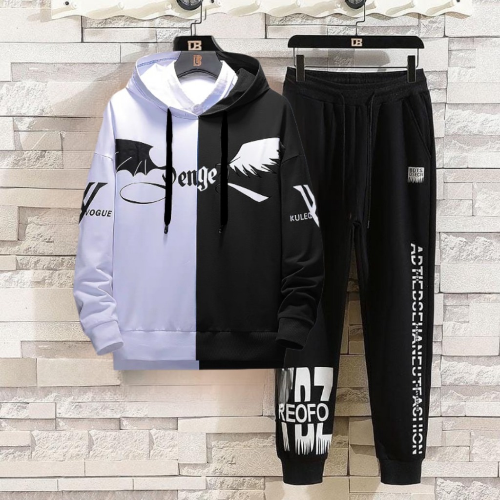 MUKZHOP - VOQUE SET / หนึ่งคู่ / ชุดเสื้อฮู้ด / จ็อกเกอร์ยาว / ล่าสุด / แฟชั่นเท่ๆ / unisex