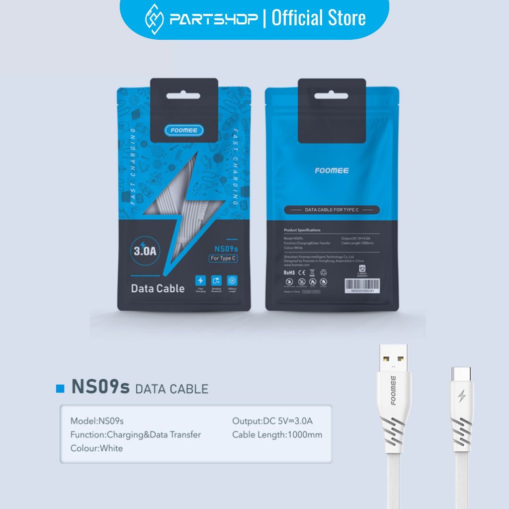 Foomee NS09S Data Cable Type-C 100cm Fast Charging 3.0A FLAT Cable
