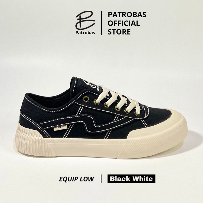 Original PATROBAS EQUIP ต่ําสีดําสีขาวรองเท้าฟรีถุงเท้า