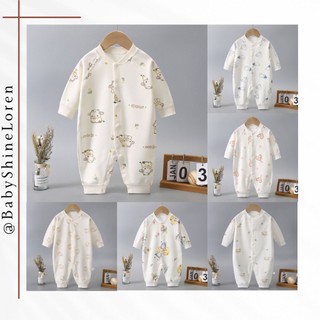 Baju Bayi Newborn Jumpsuit Bodysuit Lengan Panjang kancing tengah 0-12 Bulan Motif Lucu