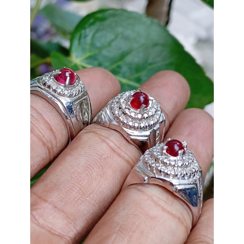 Merah Mistik Stone Ring 4 Red Pomegranate Geliga Centipede Natural Bangkok