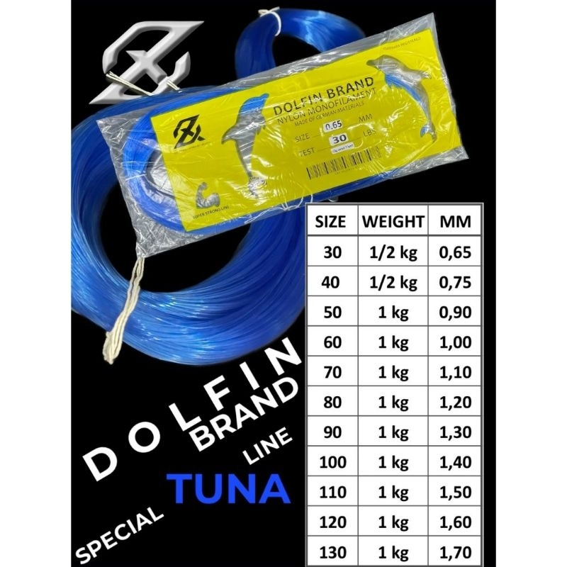 AXZ DOLFIN NYLON MONOFILAMENT BLUE STRINGS 30LBS & 40LBSต่อแพ็คของ 5