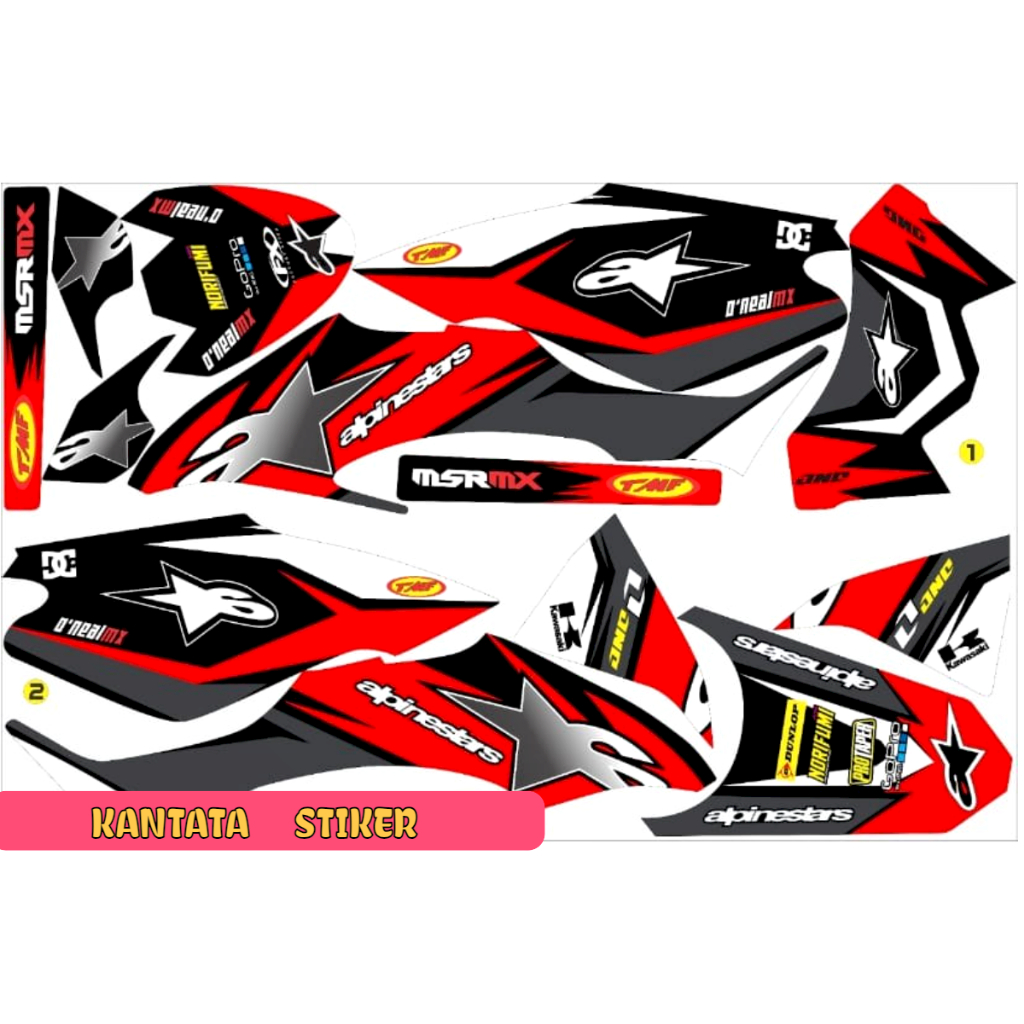 MERAH KAWASAKI KLX BF 150 สติ๊กเกอร์มอเตอร์ไซค์, สีแดงหลากสี, ชุดเต็ม