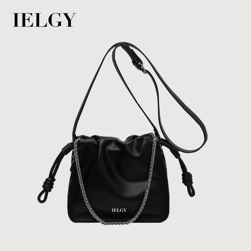 IELGY - กระเป๋าสะพายข้างสุดอินเทรนด์สำหรับฤดูร้อนพร้อมดีไซน์สายโซ่จับจีบอันเป็นเอกลักษณ์