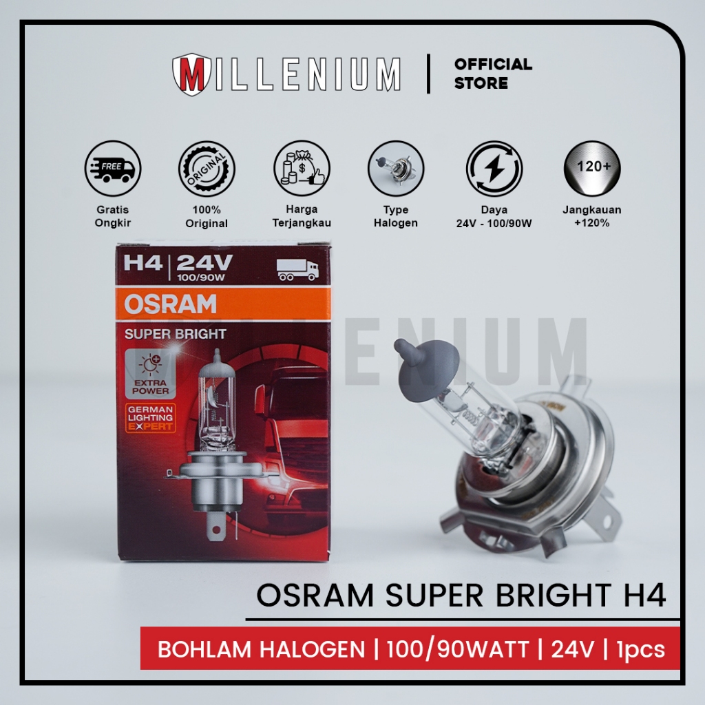 Osram H4 24V 100/90W P43T Bulb – ไฟหน้ารถแท้ สว่าง และทนทาน