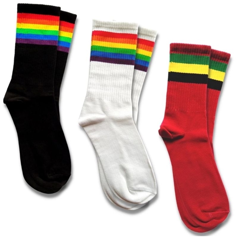 RAINBOW MOTIF SOCKS OLD SCHOOL SKATE SOCKS