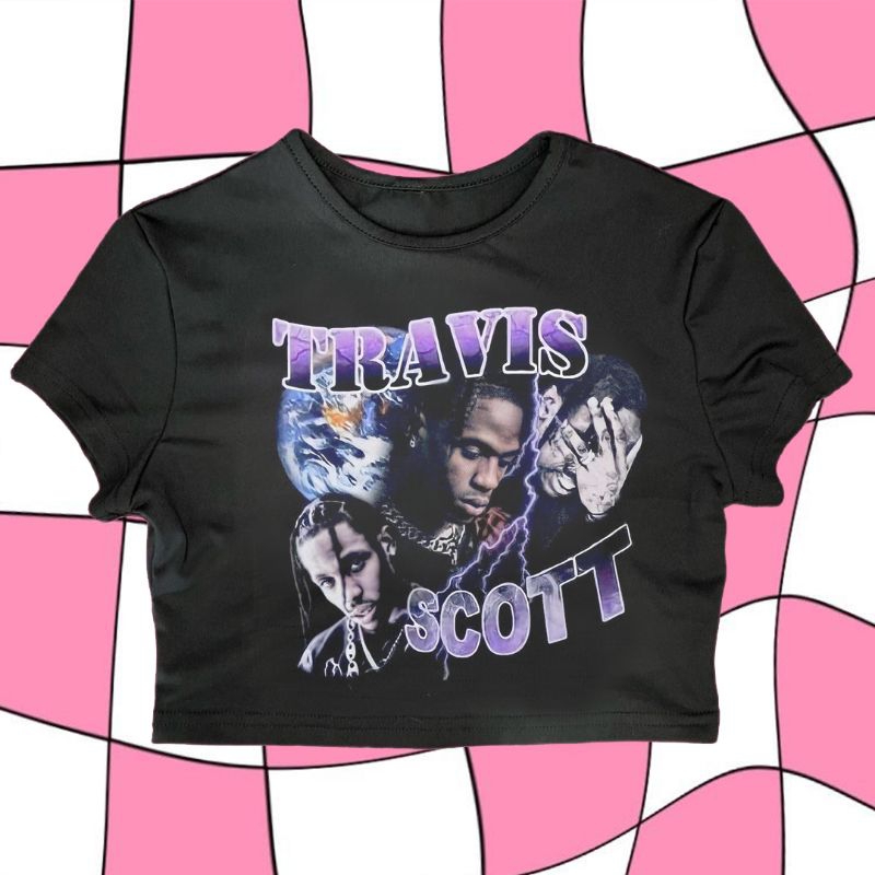 Travis SCOTT CROP TOP เสื้อครอปท็อป | เสื้อครอป เข้ารูป | เสื้อยืดเด็ก ลาย VINTAGE | เสื้อยืด Y2k | Crop เสื้อผ้าสตรี