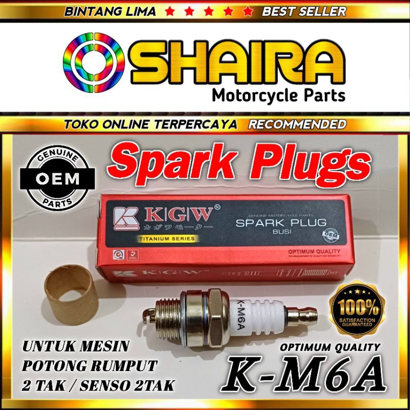 MESIN KGW K-M6A SPARK PLUG/K-PM6A SPARK PLUG/BPM6A SPARK/GRASS ENGINE SPARK/2-STOKE LAWN MOWER SPARK