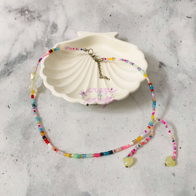 สร้อยคอลูกปัดเกาหลีพร้อมพู่ริบบิ้น Fun Series - CRAVE FOR CRAFT CFC4