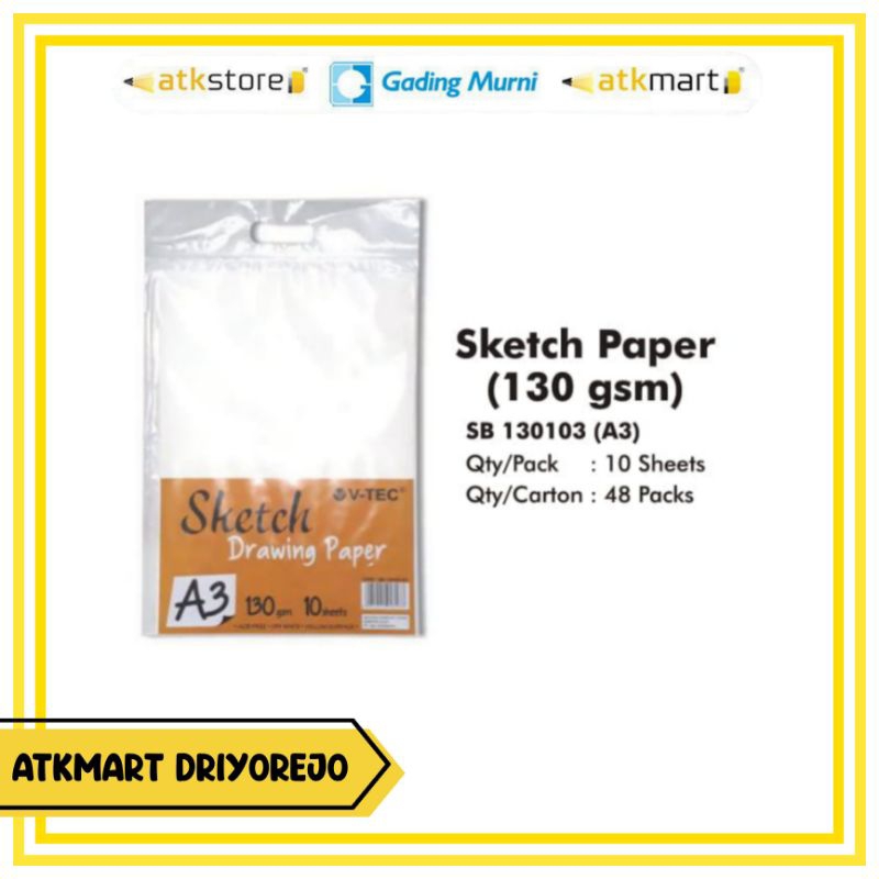 V-TEC SKETCH DRAWING PAPER SB-130103 A3 SIZE - กระดาษห่อ