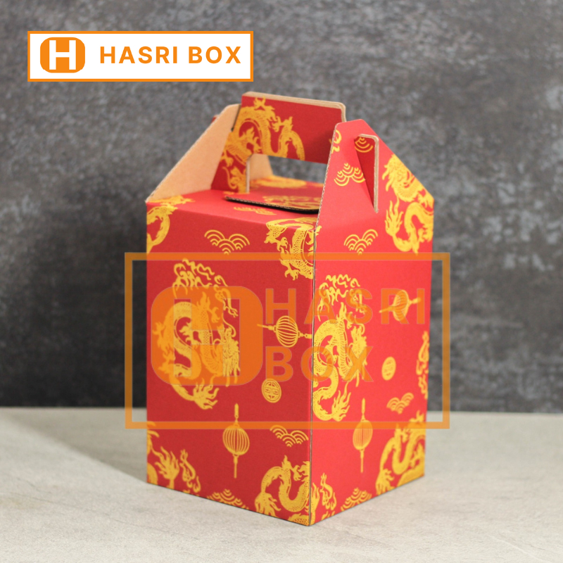 (10 ชิ้น) กล่องขวด 500gr บรรจุ 3 กล่องตรุษจีน Tote Jars ขนมอบ Sincia กระดาษแข็งพัสดุ 14x14x20 ซม. Cn