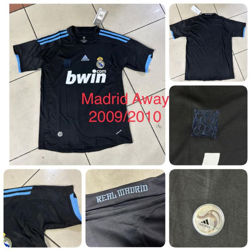 เสื้อกีฬาแขนสั้น ลายทีมฟุตบอล Real Madrid Madrid Away 2009/2010 Season 09-10 สไตล์วินเทจ ย้อนยุค