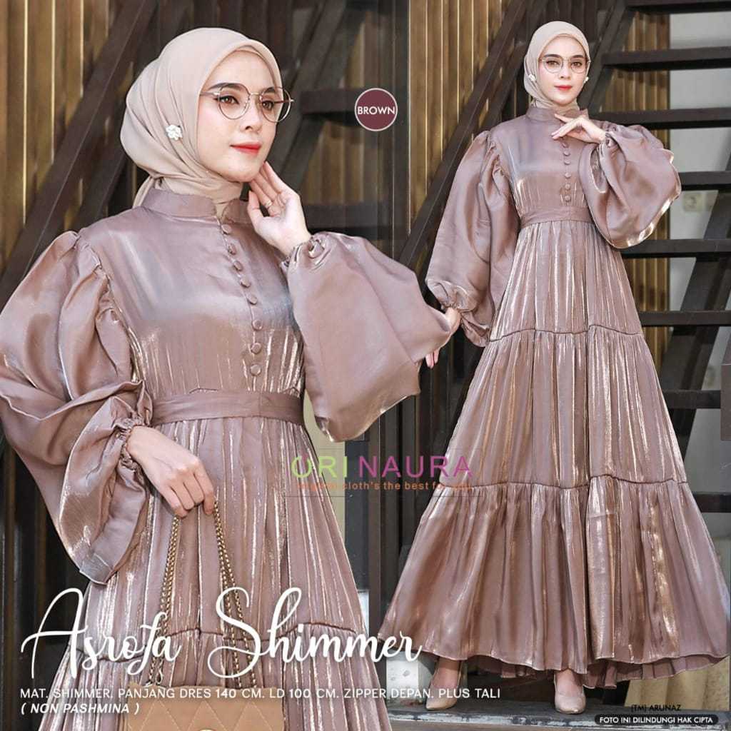 ASROFA SHIMMER DRESS SPARKI FRIENDLY SIZE M-XXL MUSLIM GAMIS MATERIAL SHIMMER SILK PREMIUM MUSLIM GA