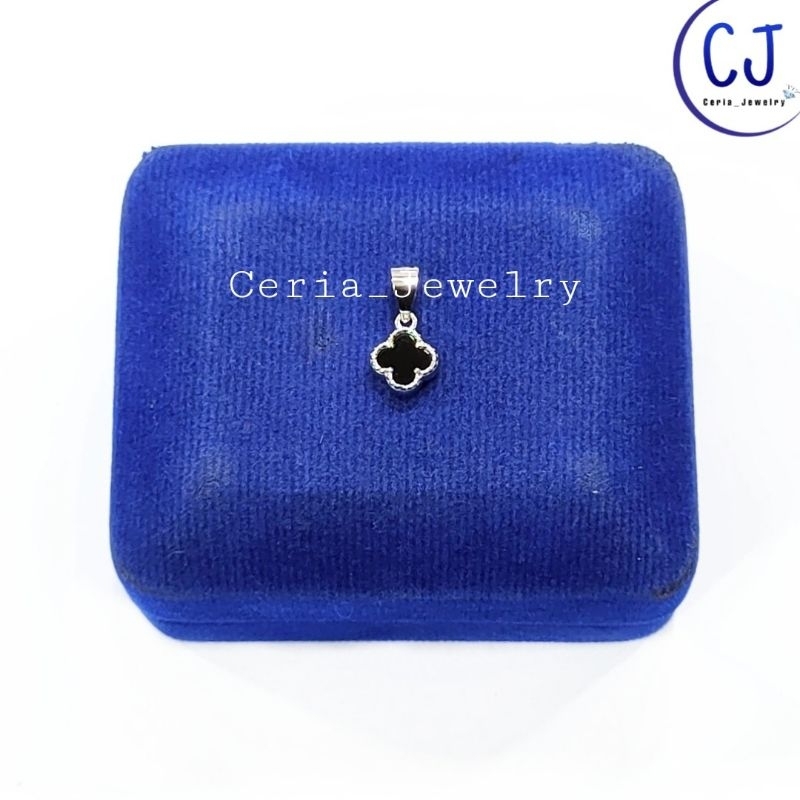 จี้ดอกไม้โคลเวอร์สีดําเงินแท้925ชุบเงินทองคําขาวพรีเมี่ยมสีดําโคลเวอร์ดอกไม้รุ่น-เครื่องประดับผู้หญิง-จี้ป้องกันสนิม - รูปที่ 5