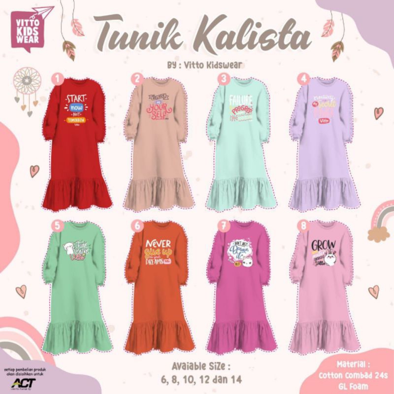 Kalisa TUNIC โดย VITTO KIDSWEAR || เสื้อยืด Vitto GIRLS& 39; TUNIC