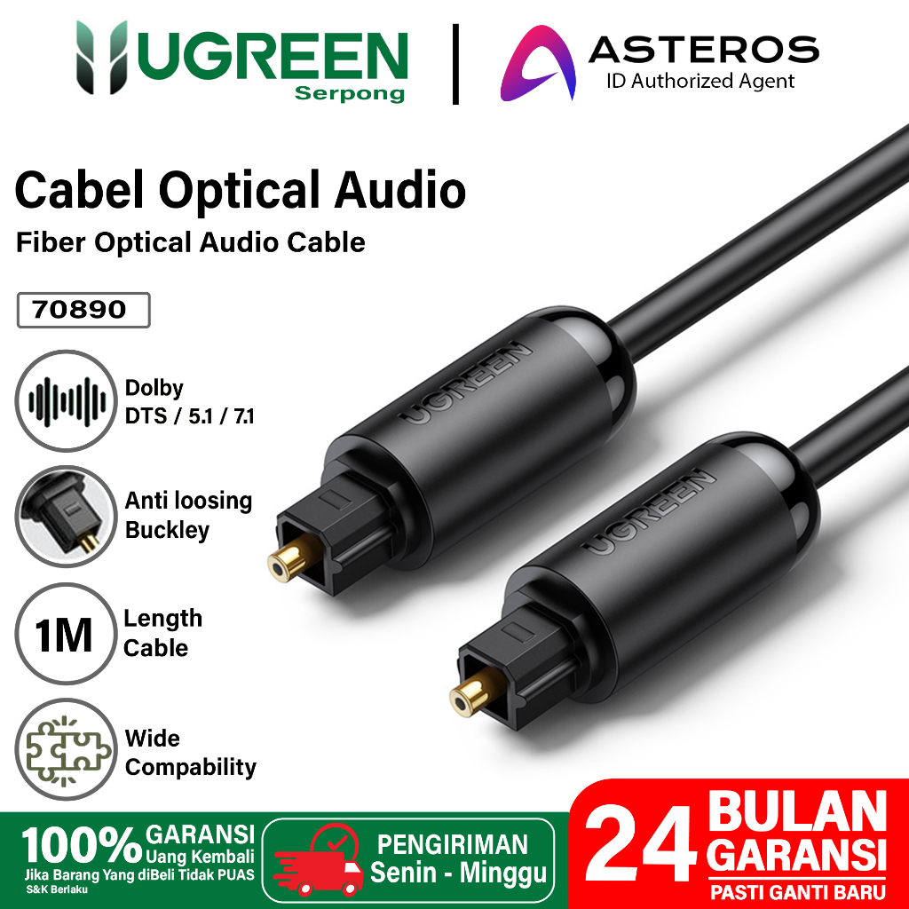 Ugreen Toslink Digital Audio Optical SPDIF สายไฟเบอร์ออปติก