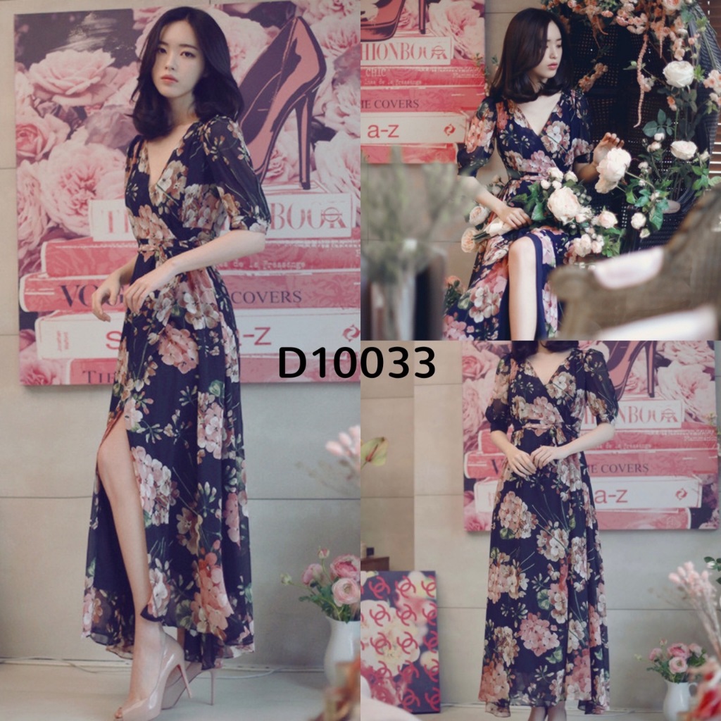 [FG] Event Floral Slit Maxi Dress D10033