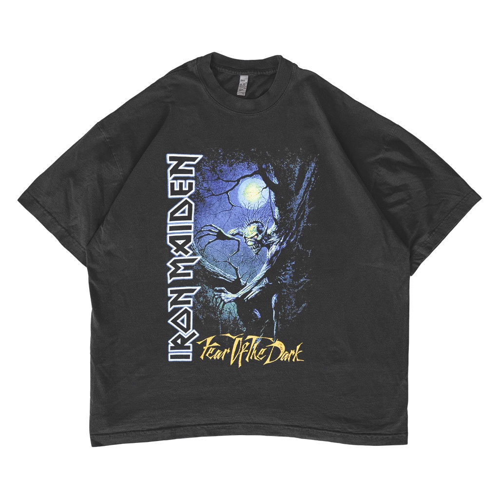 Iron Maiden Fear Of The Dark เสื้อยืดโอเวอร์ไซส์ - Baju Band - Kaos Washed Oversize