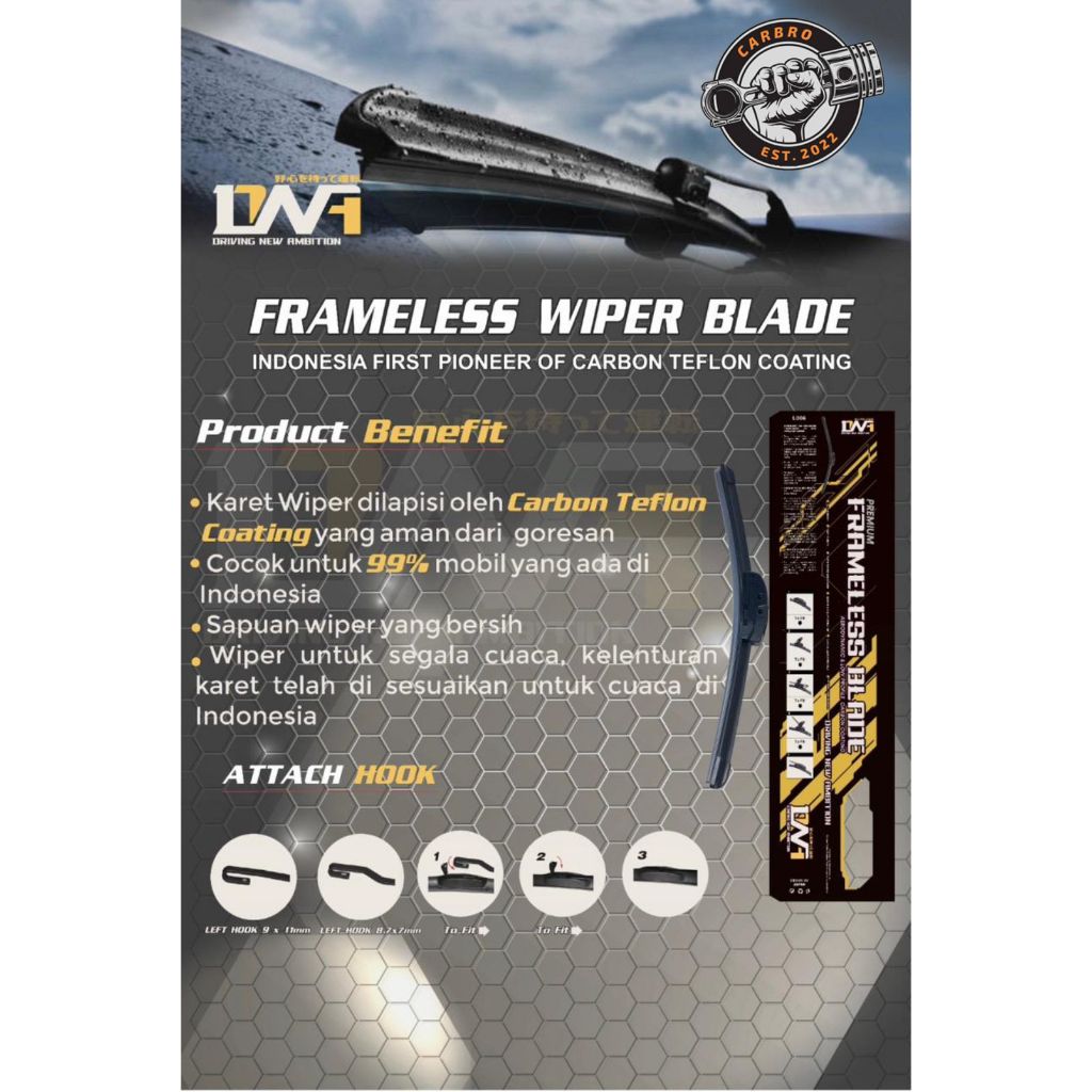 DNA Frameless Blade Premium Car Wiper / DNA Banana Frameless Car Wiper ขนาด 14" - 26" / Original Non