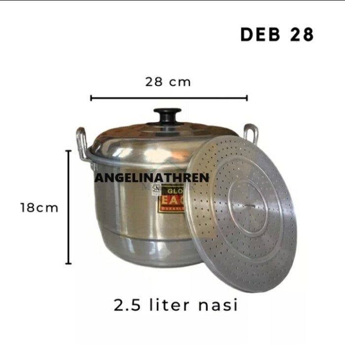 EAGLE ALUMINIUM STEAM POT 30CM - LANGSENG EAGLE ALUMINIUM STEAM 30CM - GLOBAL EAGLE ALUMINIUM 30CM S