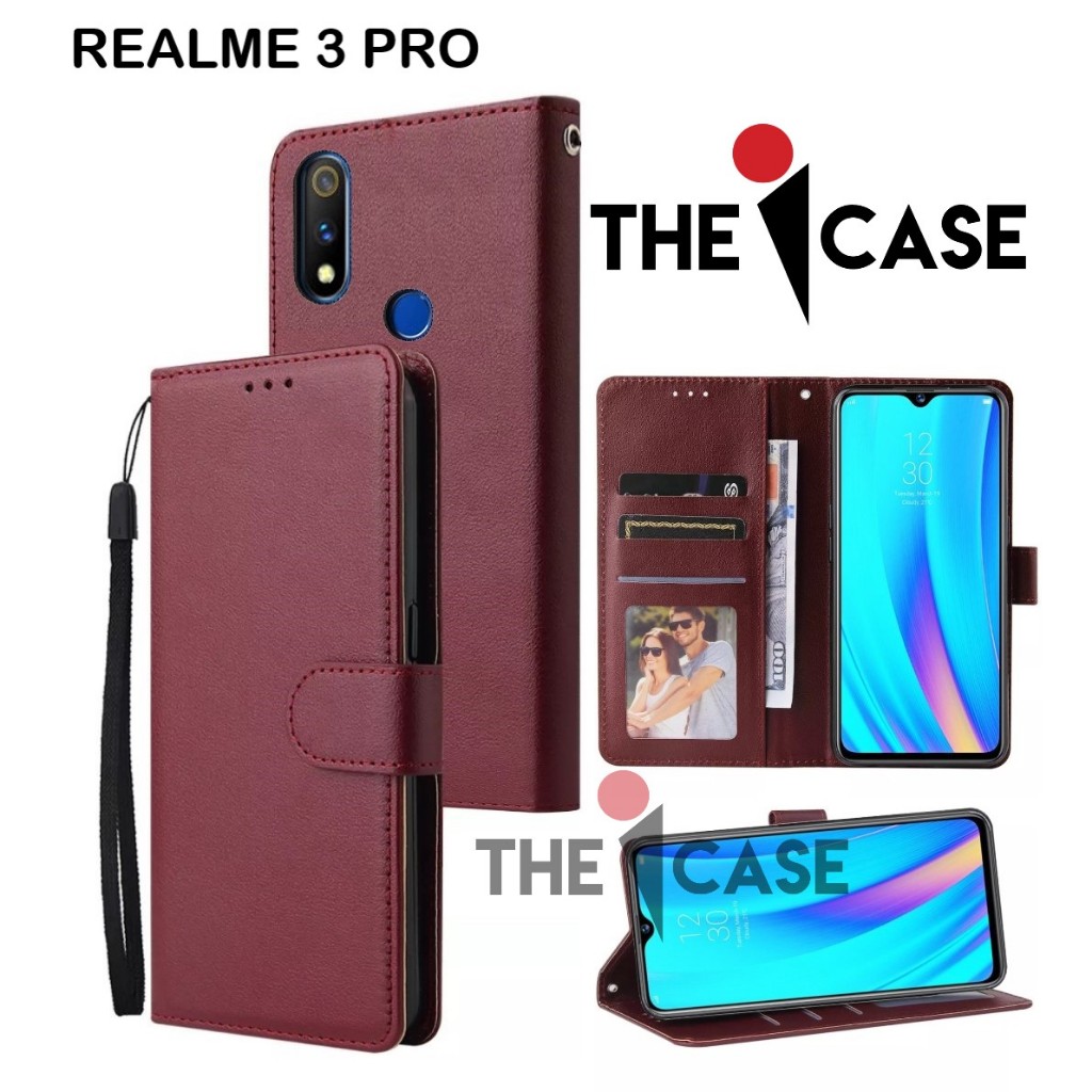 Casing REALME 3 PRO flip model Open Close The Leather case There Is A Photo And Card Holder And A flip cover hp Strap