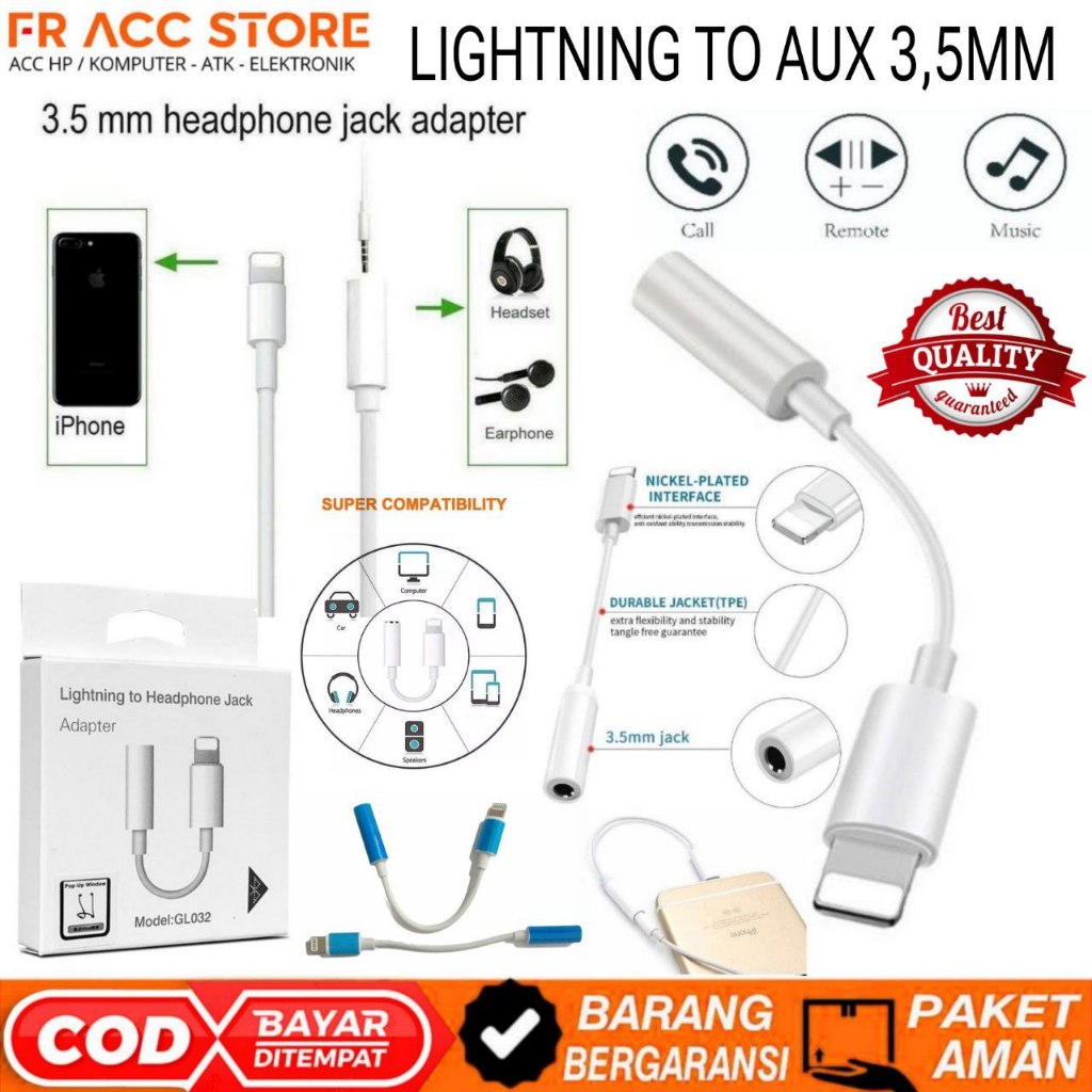 ตัวแยกเสียง Lightning TO Aux 3.5 มม. iphone Lightning TO Jack Aux Iphone / ipad