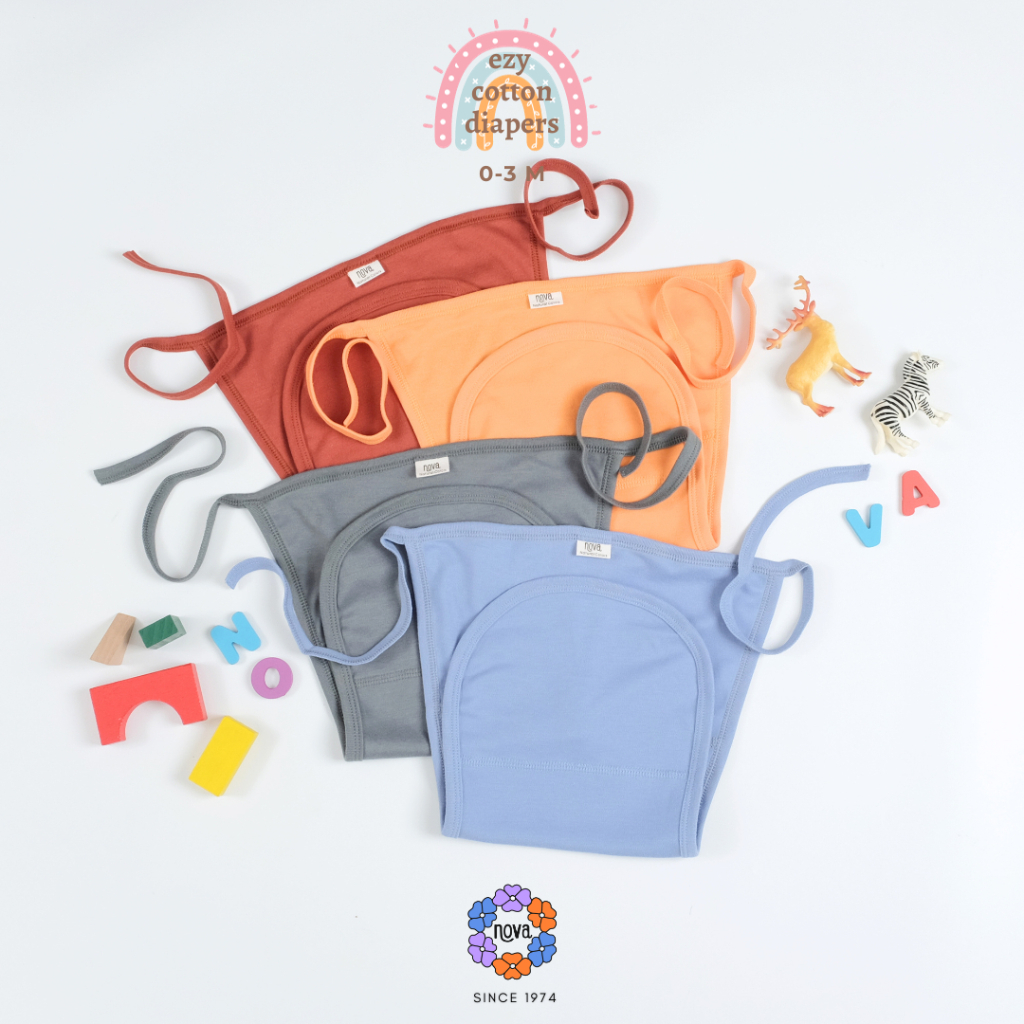 NOVA - Ezy Cotton Diaper Color New Season - ผ้าอ้อมเด็ก - ผ้าอ้อมผ้าพร้อมสายรัดต่อแพ็ค/ชุด (เนื้อหา 