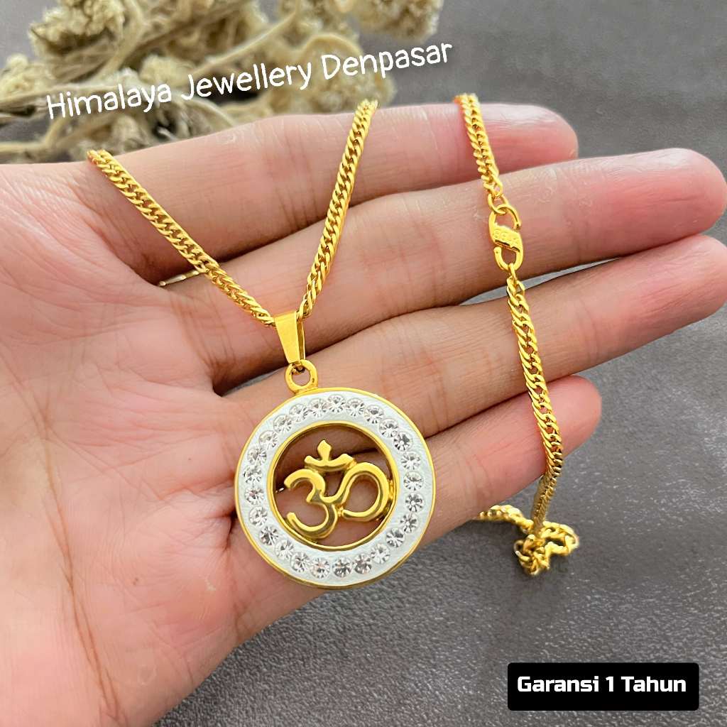 สร้อยคอโซ่ไทเทเนียมทนทานเป็นพิเศษดั้งเดิม Ongkara Omkara Bali Motif รับประกันหนึ่งปี เครื่องประดับหิ