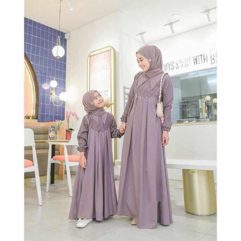 Sarah COUPLE MOM AND KIDS GAMIS COUPLE SARBIT FAMILY LEBARAN 2024 / TRENDY MUSLIMAH MOTHER และ SON G