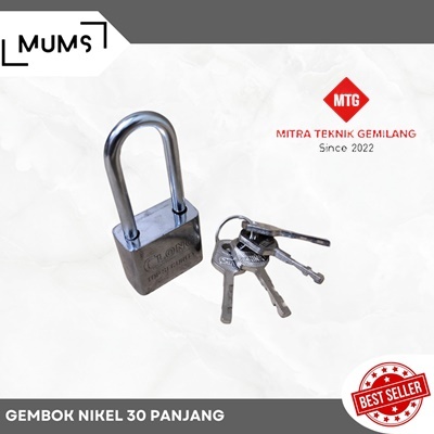 MTG-RRT 30MM LONG NICKEL WHITE PADDLE LOCK (คอยาว)