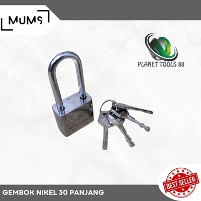 PT88-RRT 30MM LONG NICKEL WHITE PADDLE LOCK (คอยาว)