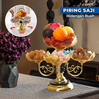 Ornamental Fruit Plate Piring Saji Hidangan Buah Kue Crystal Plastik Bisa Putar / Luxury Fruit Candy Food Bowl Mangkuk Makanan Permen Serbaguna stockami C1007