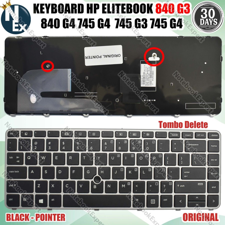 คีย์บอร์ดแล็ปท็อป HP Elitebook 840 G3 840 G4 745 G4 Pointer